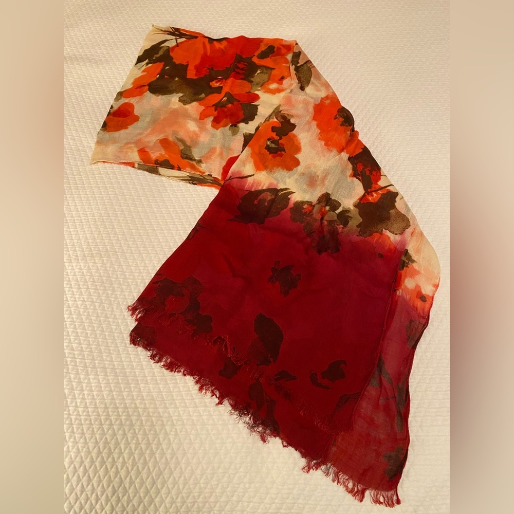 Shawl/Wrap/Scarf - Floral Maroon/Cream/Red/Coral